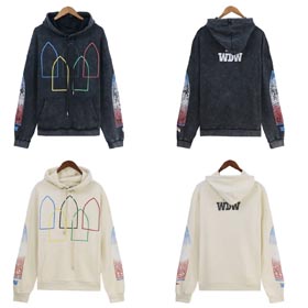 QUE DECIDE GUERRA Lavado e afligido retro impresso casual com capuz sweater-1619  