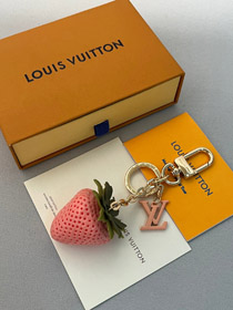 Louis Vuitton LV vermelho rosa morango saco decoração chaveiro pendente-3580  