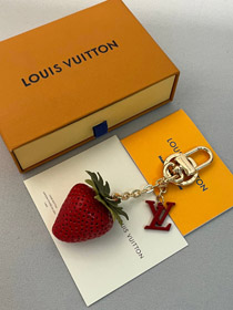 Louis Vuitton LV vermelho rosa morango saco decoração chaveiro pendente-3583  