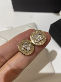 Chanel ouro e prata cor correspondente redondo brincos-3592  