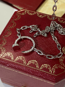 Cartier diamante colar prego duplo-lado wearable-3601  