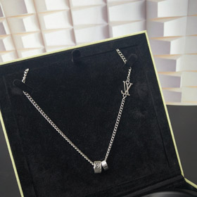 Louis Vuitton LV prateada carta anel colar-3604  