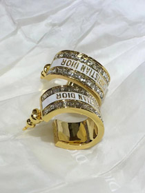 Dior preto e branco esmalte dupla linha diamante brincos-3606  