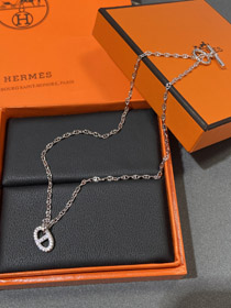 Hermes porco nariz completo diamante colar-3613  