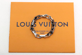 Louis Vuitton LV listrado prata e preto costura temperado bambu pulseira-3627  