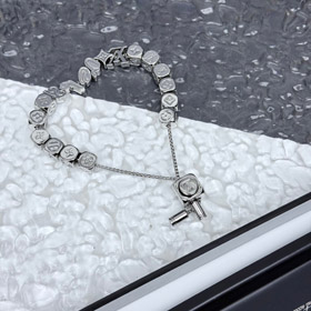 Louis Vuitton LV prateado dados cadeia deslizante charme pulseira-3639  