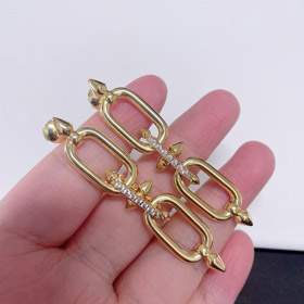 Tiffany diamante duplo anel cadeia brincos-4018  