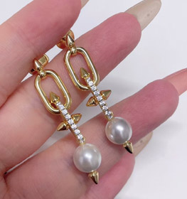 Tiffany diamante pérola remache brincos-3679  