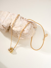 Tiffany almofada em forma de três cores anel diamante colar-3680  