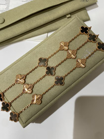 Van Cleef & Arpels rosa ouro cinza mãe-de-pérola laser cinco flores pulseira-3688  