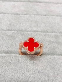 Van Cleef & Arpels trevo de quatro folhas novo anel duplo-3701  