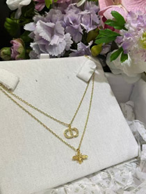 Dior ouro diamante abelha pendente duplo colar-3706  