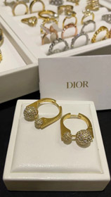 Dior francês diamante completo pequeno bola de ouro brincos de ouro-3711  