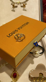 Louis Vuitton LV ouro letra diamante pequena flor anel-3722  