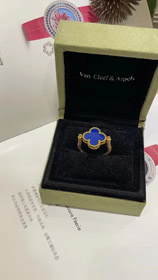 Van Cleef & Arpels safira ágata x ouro laser trevo reversível anel-3730  