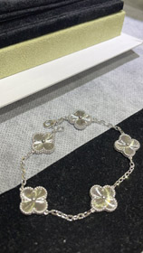 Van Cleef & Arpels ouro branco laser quatro folhas trevo cinco flores pulseira-3731  