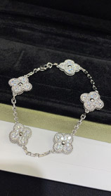 Van Cleef & Arpels quatro folhas trevo completo diamante cinco flores pulseira-3732  