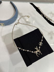 Chanel Golden Deer Full Diamond Double C Pearl Colar-3749  