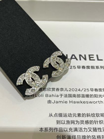Chanel estrela coração cristal pérola prata duplo C brincos-3752  