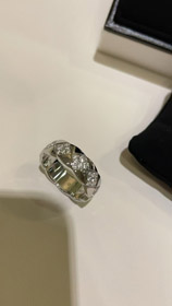 Chanel diamante padrão ouro branco anel-3753  