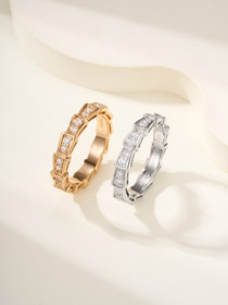 Bulgari diamante completo anel osso serpente-3756  