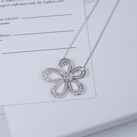 Van Cleef & Arpels platina diamante completo grande flor girassol colar-3770  