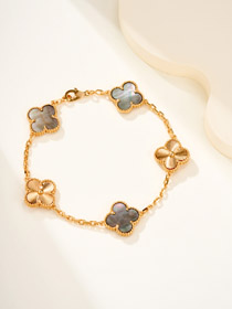 Van Cleef & Arpels Cinza Mãe-de-Pérola Flor Pulseira-3777  