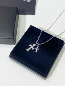 Cromo coração cruz colar-3778  