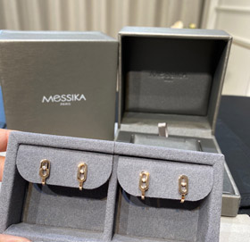 Messika rosa ouro completo diamante deslizante brincos-3838  