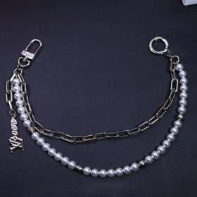 Louis Vuitton LV pérola metal bar saco cintura corrente pingente-3857  