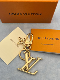Louis Vuitton LV ouro metal letra logotipo chaveiro-3867  