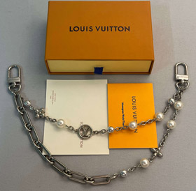 Louis Vuitton LV carta flor pérola dupla cadeia saco cinto cadeia-3868  