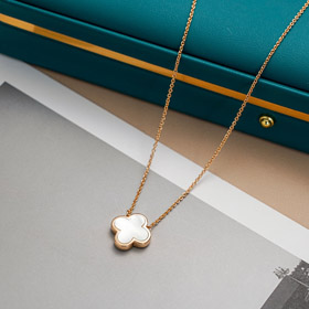 Van Cleef & Arpels Branco mãe-de-pérola preto ágata único e duplo colar de flores-3883  