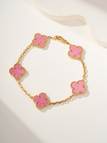 Van Cleef & Arpels rosa quartzo flor pulseira-3922  