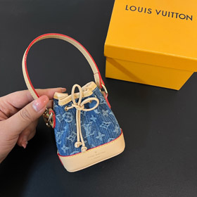 Louis Vuitton LV mini denim balde saco pendente chaveiro-3933  