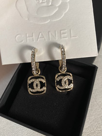 Chanel oca strass quadrado brincos-3951  
