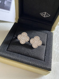 Van Cleef & Arpels diamante completo quatro folhas trevo brincos-3958  
