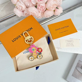 Louis Vuitton LV colorido gravação de metal marca mascote chaveiro-3991  