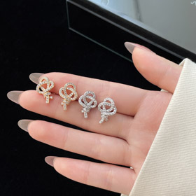 Tiffany completo diamante chave brincos-4028  