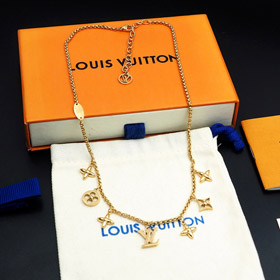 Louis Vuitton LV Cartas ajustáveis e colar de ouro floral-4073  