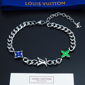 Louis Vuitton LV cadeia de metal azul-verde esmalte pulseira-4053  