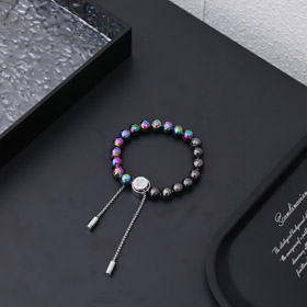 Louis Vuitton LV metal contas gravadas letras e flores coloridas contas pulseira-4047  