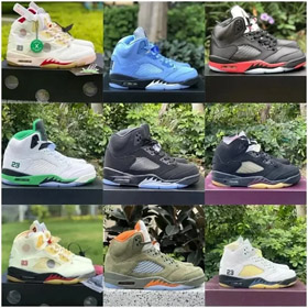 Jordan Air Jordan 5 anti-deslizamento resistente ao desgaste sapatos de basquete retro de alto topo-  
