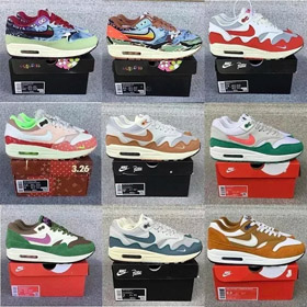 Patta Nike Air Max 1 monarca Retro baixo topo sapatos de corrida casuais-2915  