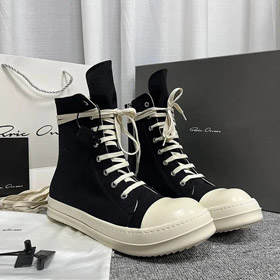 RICK OWENS/RO redondo dedo do pé lace-up leve alto-top tênis-2957  