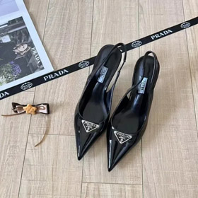 PRADA couro patente pontiaguada fivela do dedo do pé stiletto saltos altos-2961  