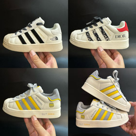 Adidas originais SUPERSTAR casca dedo de pé baixa-top crianças sapatos-4143  