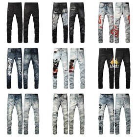 AMIRI nova carta LOGO rasgado patch slim-fit skinny jeans-4253  