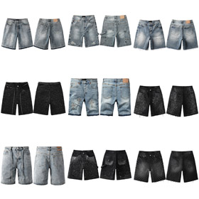 Roxo Brand novo quente diamante denim retro shorts lavado shorts reta-4254  