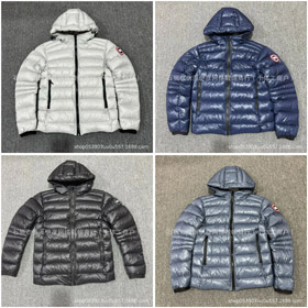 Canada Goose Crofton série cor sólida com capuz zíper impermeável e à prova de vento ultra-leve puffer para baixo jaqueta-4262  